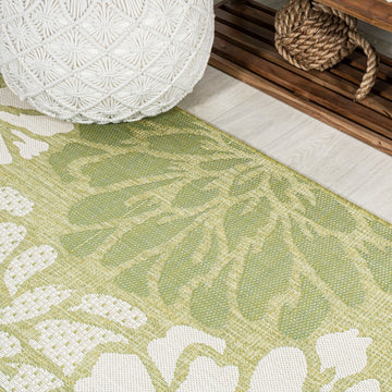 Zinnia Modern Floral Textured Weave Indoor/outdoor Runner Rug
